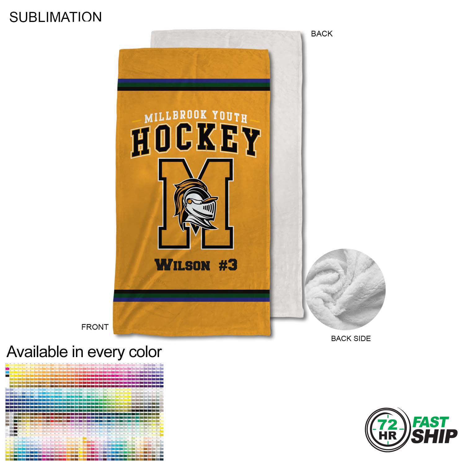72 Hr Fast Ship - Team Blanket in Plush and cozy Mink Flannel Fleece, 30x60, Stadium size 5