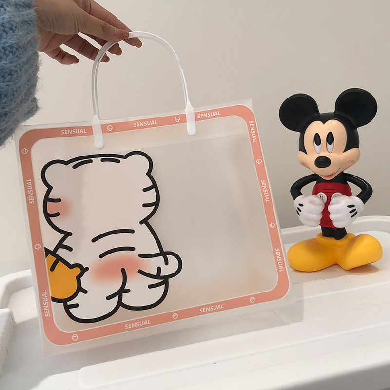 PVC Frosted Clear Tote Bags w/ Clever Tiger Pattern 5