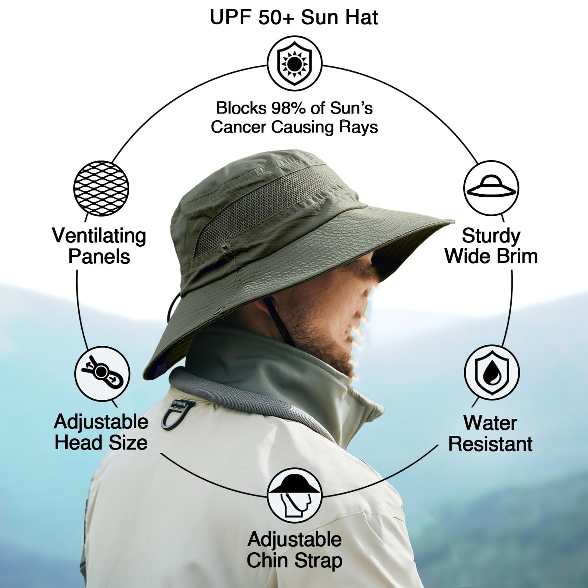 Wide-Brim Hiking & Fishing Sun Hat 4