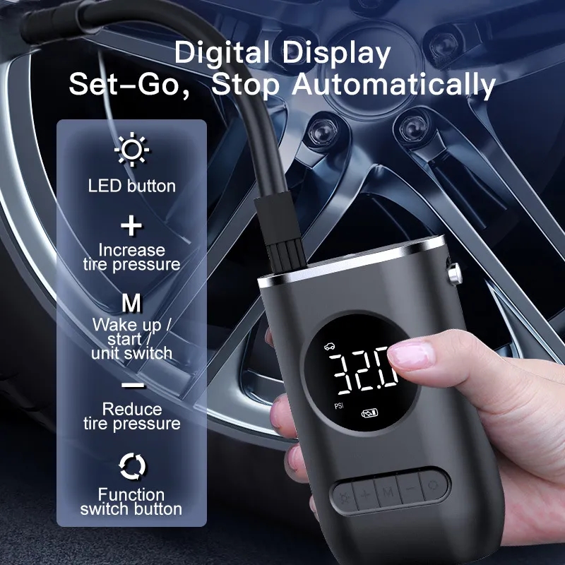 150PSI Cordless Air Pump for Car Tires with LED Light 6