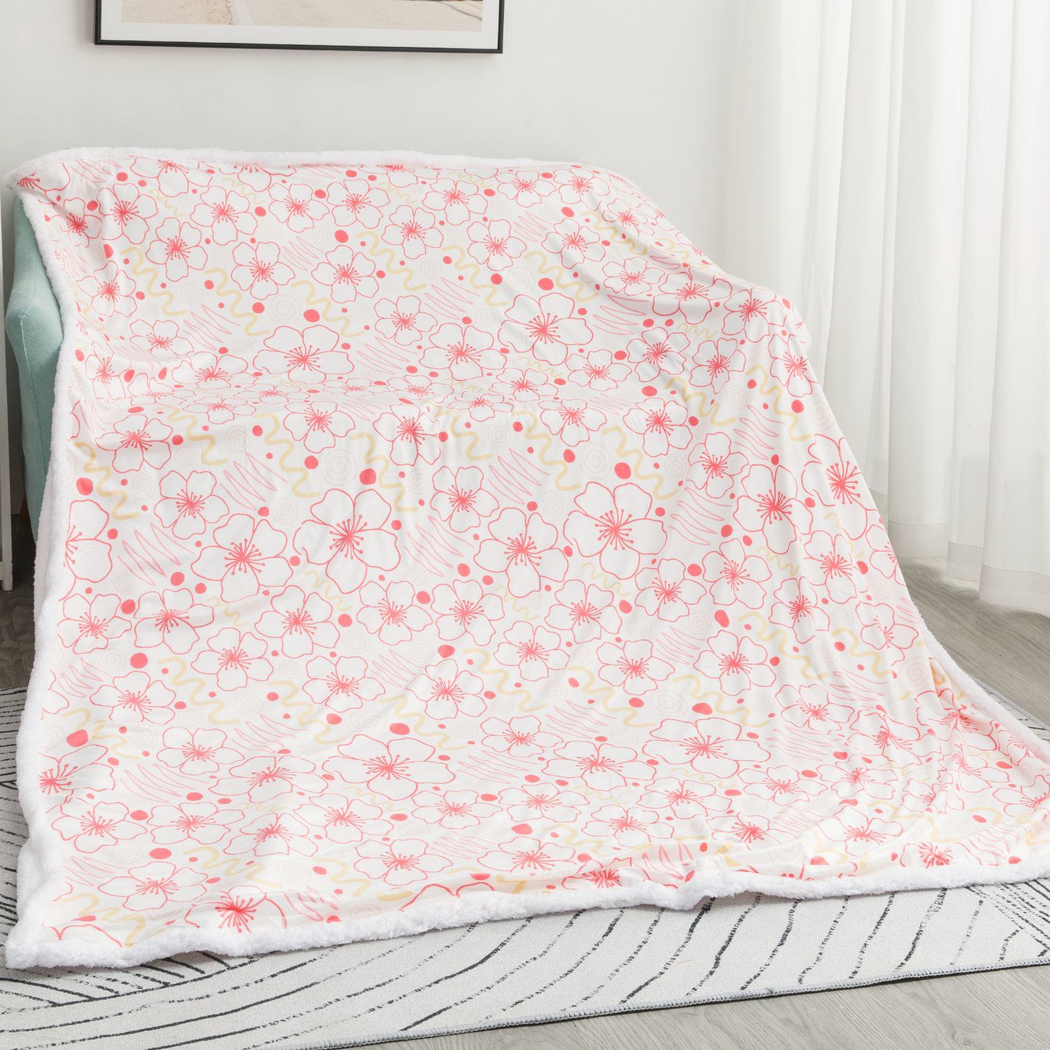 60x80 Oversize Crystal Velvet Sublimation Sherpa Blanket 2