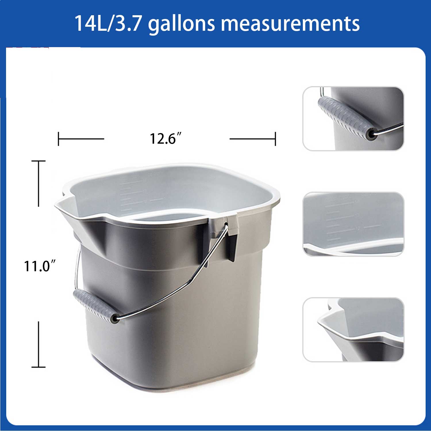 3.7-Gallon Heavy-Duty Water Bucket w/ Measuring Mark 1
