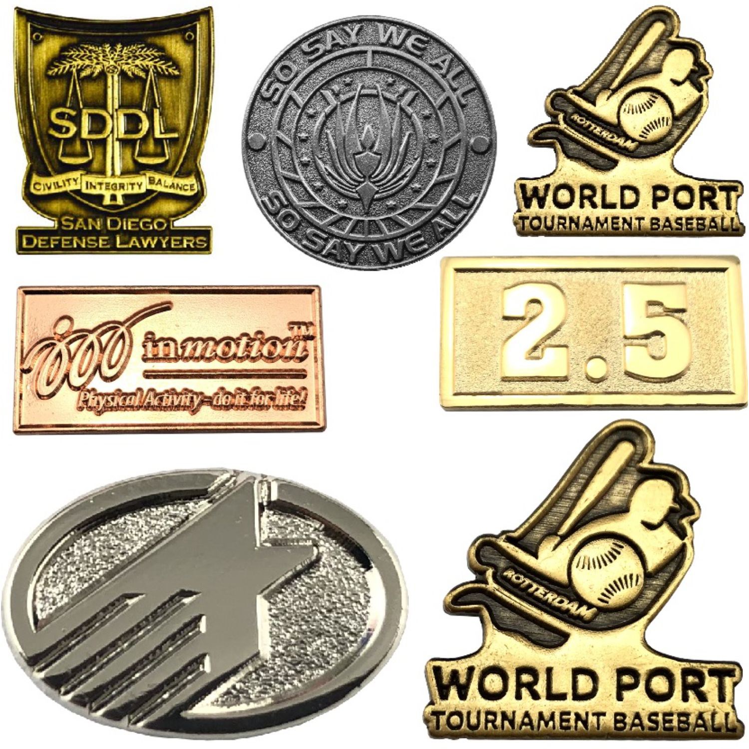 1.25" Die Struck Custom shaped Lapel Pins 2