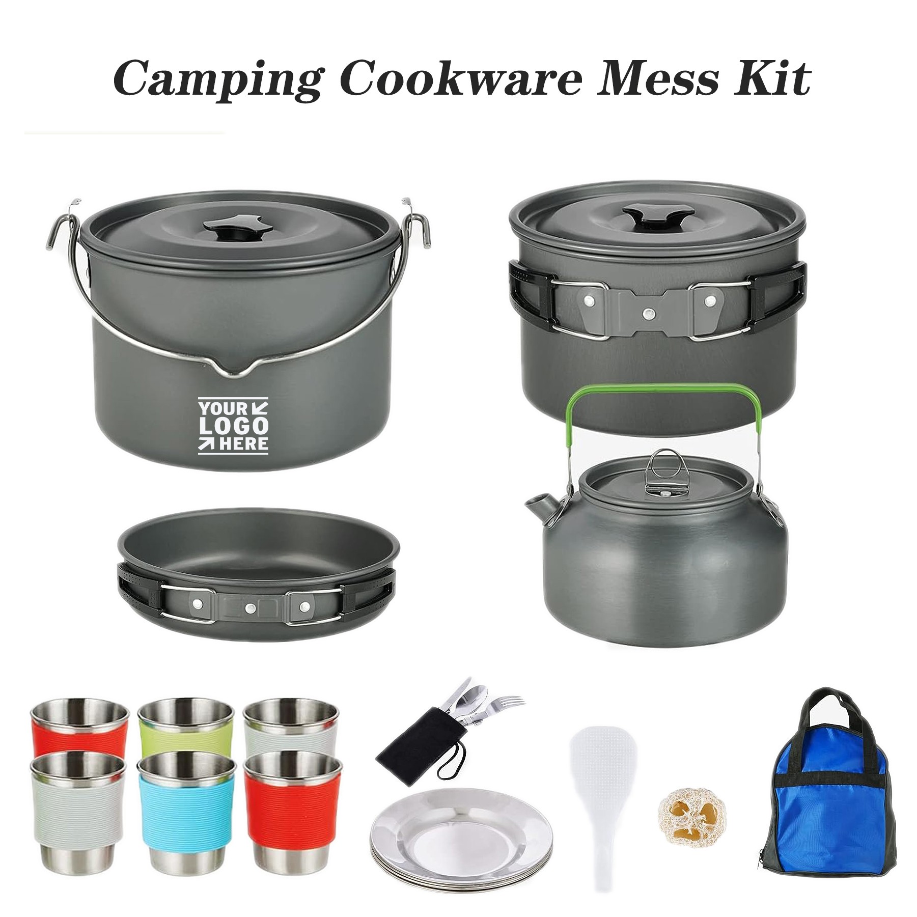 Outdoor Picnic 37 PCs Hanging Pot Cups Dishes Forks Spoons Knives Camping Cookware Mess Kit Set 2