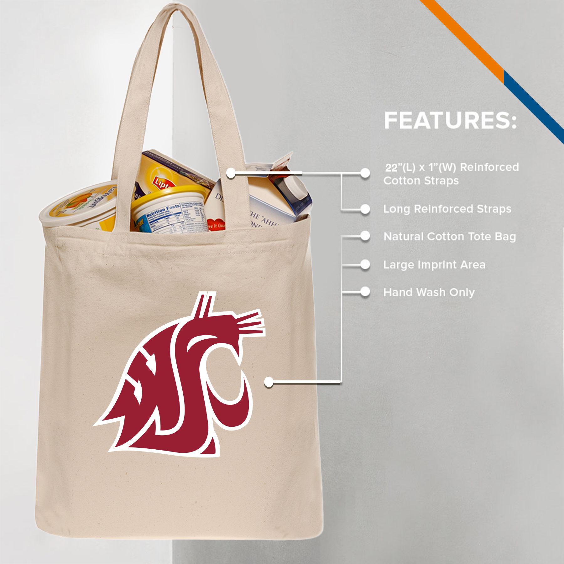 Dino Cotton Tote Bag, custom tote bag with logo imprint 5