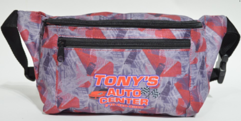 Screen Print Waist Bag 3 Zipper 13.4" X 3.75"