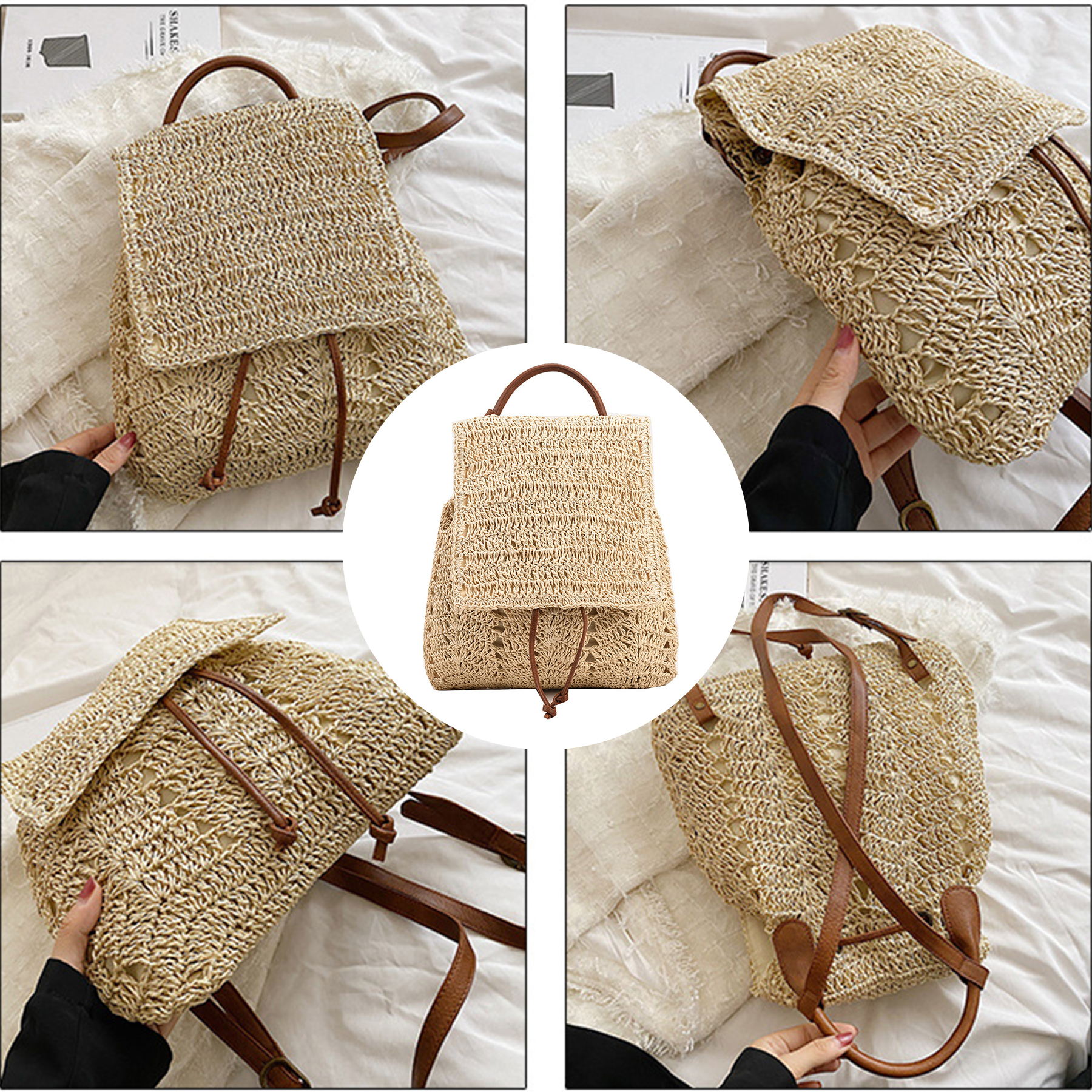Jute Stylish woven beach backpack 5