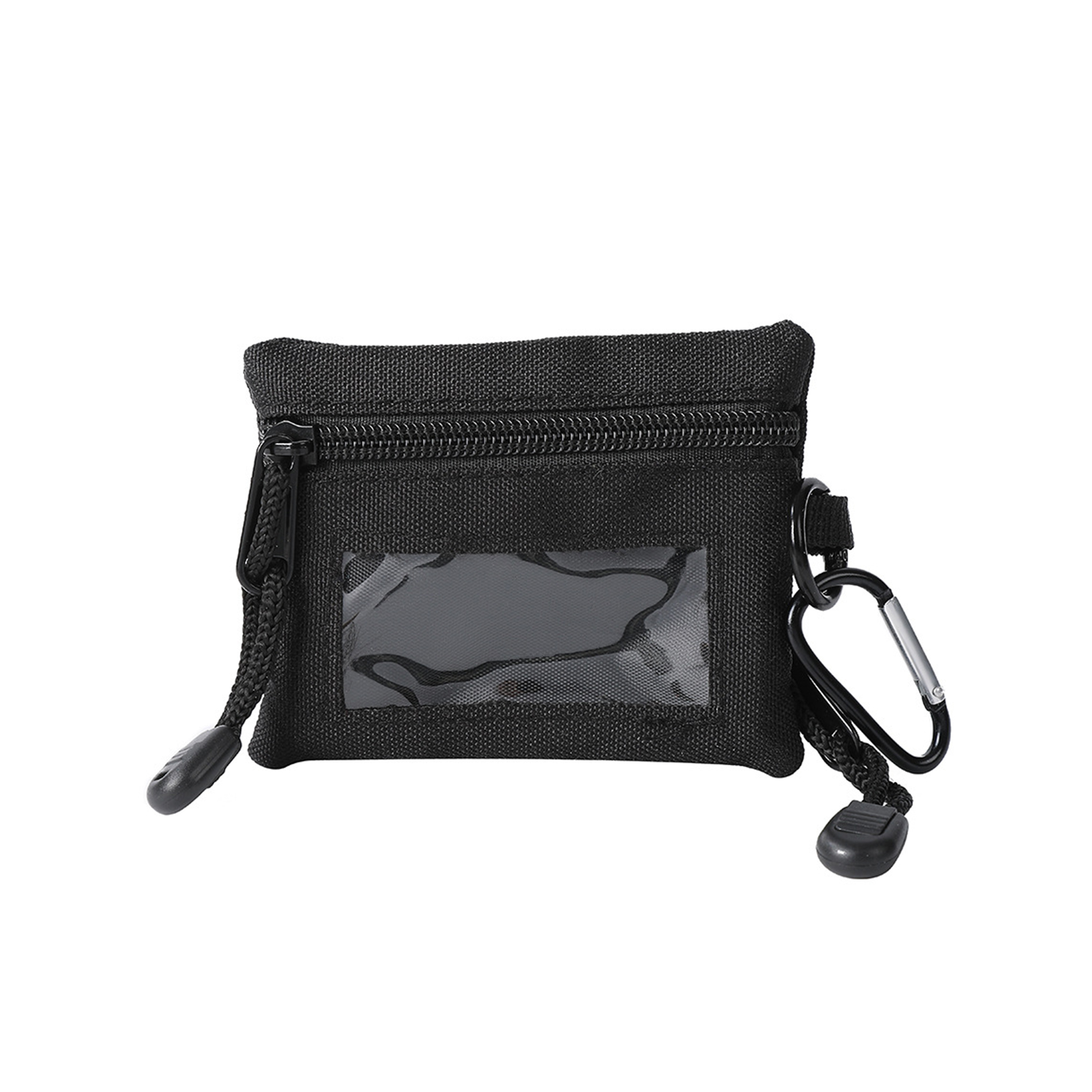 Canvas Identification Pouch With Zipper And Carabiner 4.3" 4
