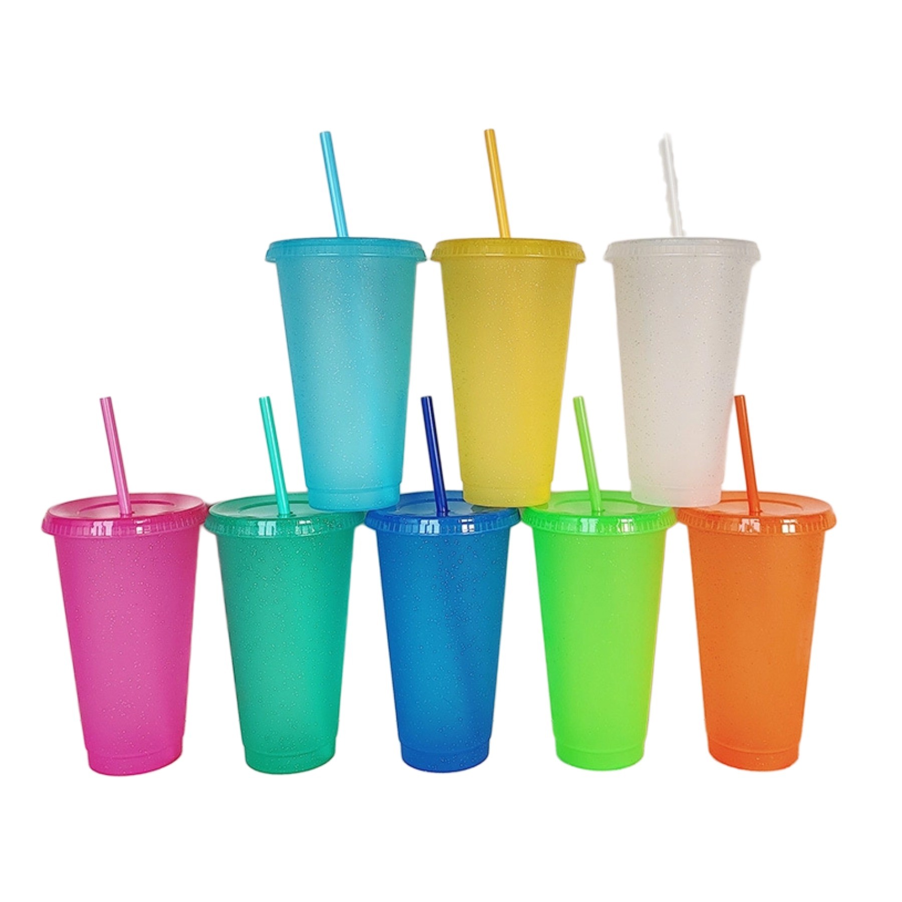24 Oz. Reusable Plastic Wall Cup With Lid And Straw 10