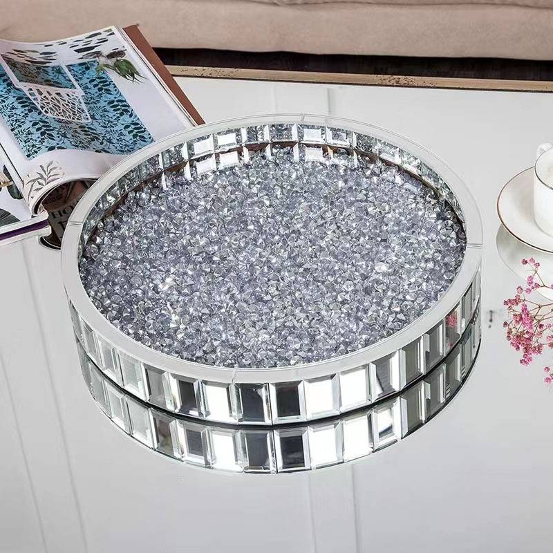Silver Round Glass Decorative Storage Tray 5