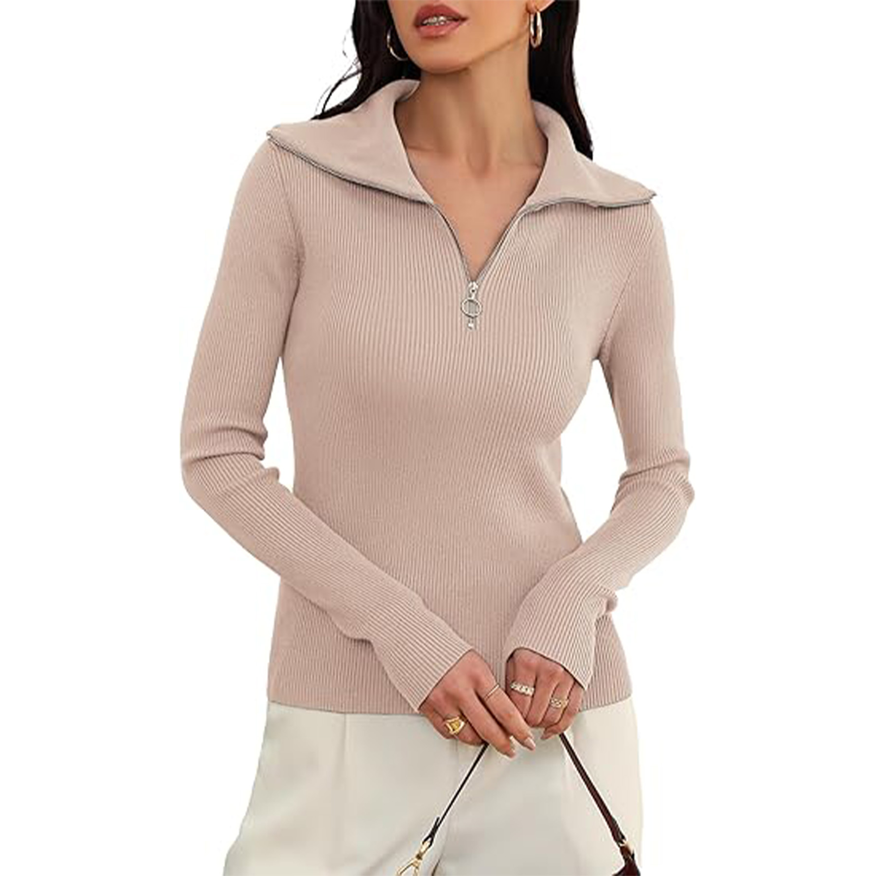 Long Sleeved Slim fit Ribbed Knit Sweater, custom hoodie or sweatshirt with logo imprint 2