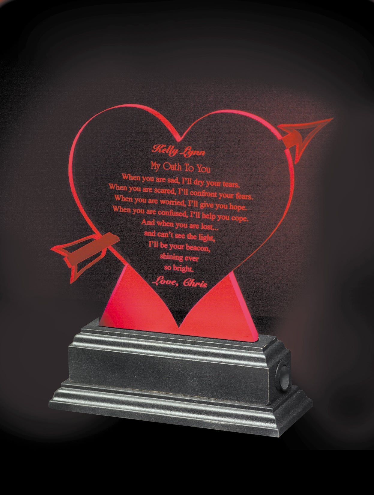 Red Allolight Heart Shaped Award 9" 2