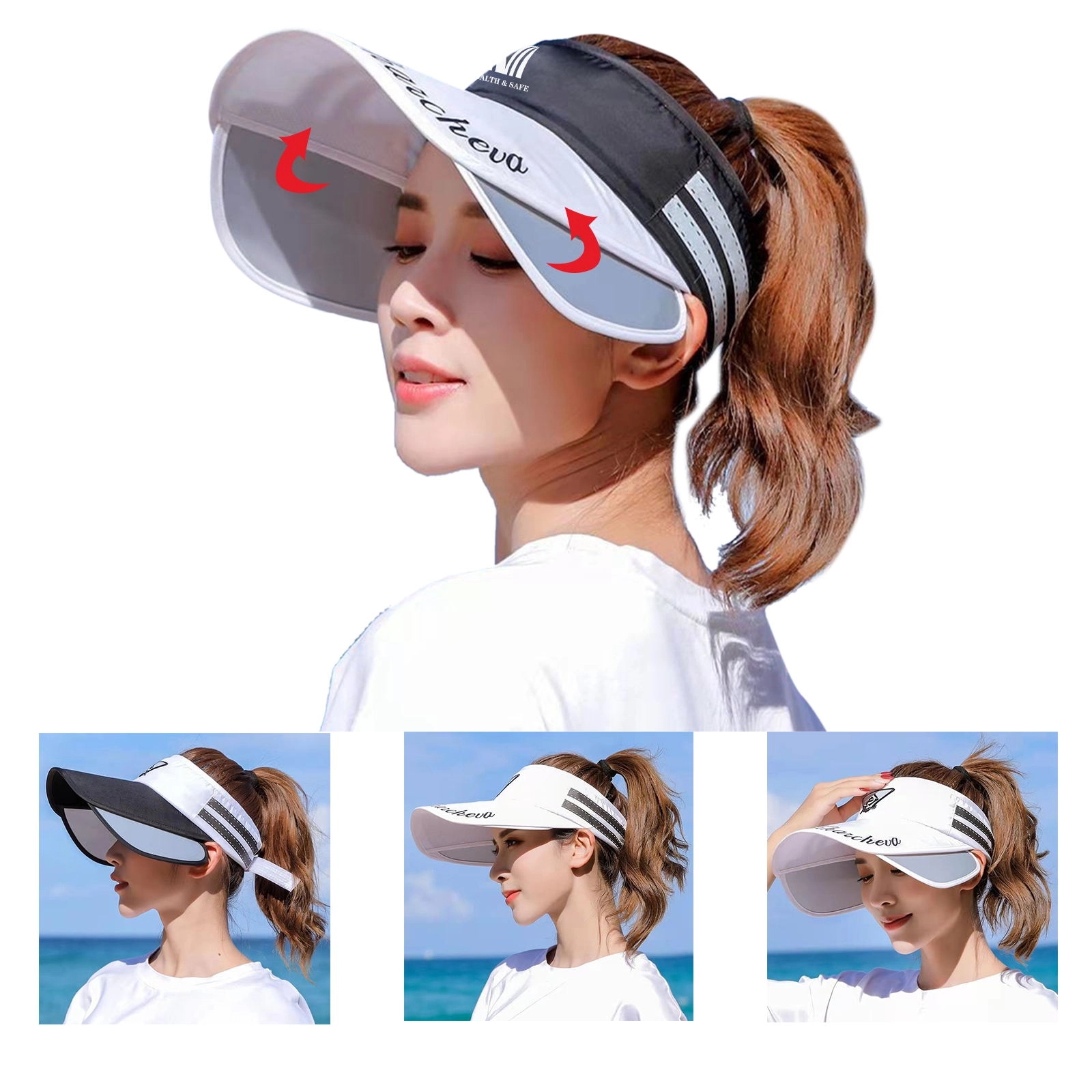 Women Retractable Wide Brim Sun Visor Hat 1