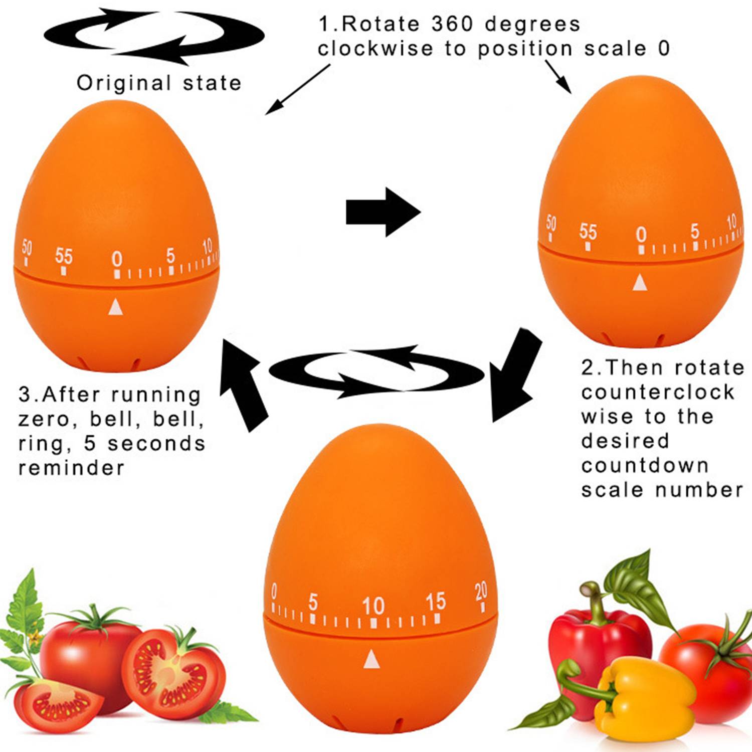 Egg Shape Mechanical Rotating Alarm Timer 2