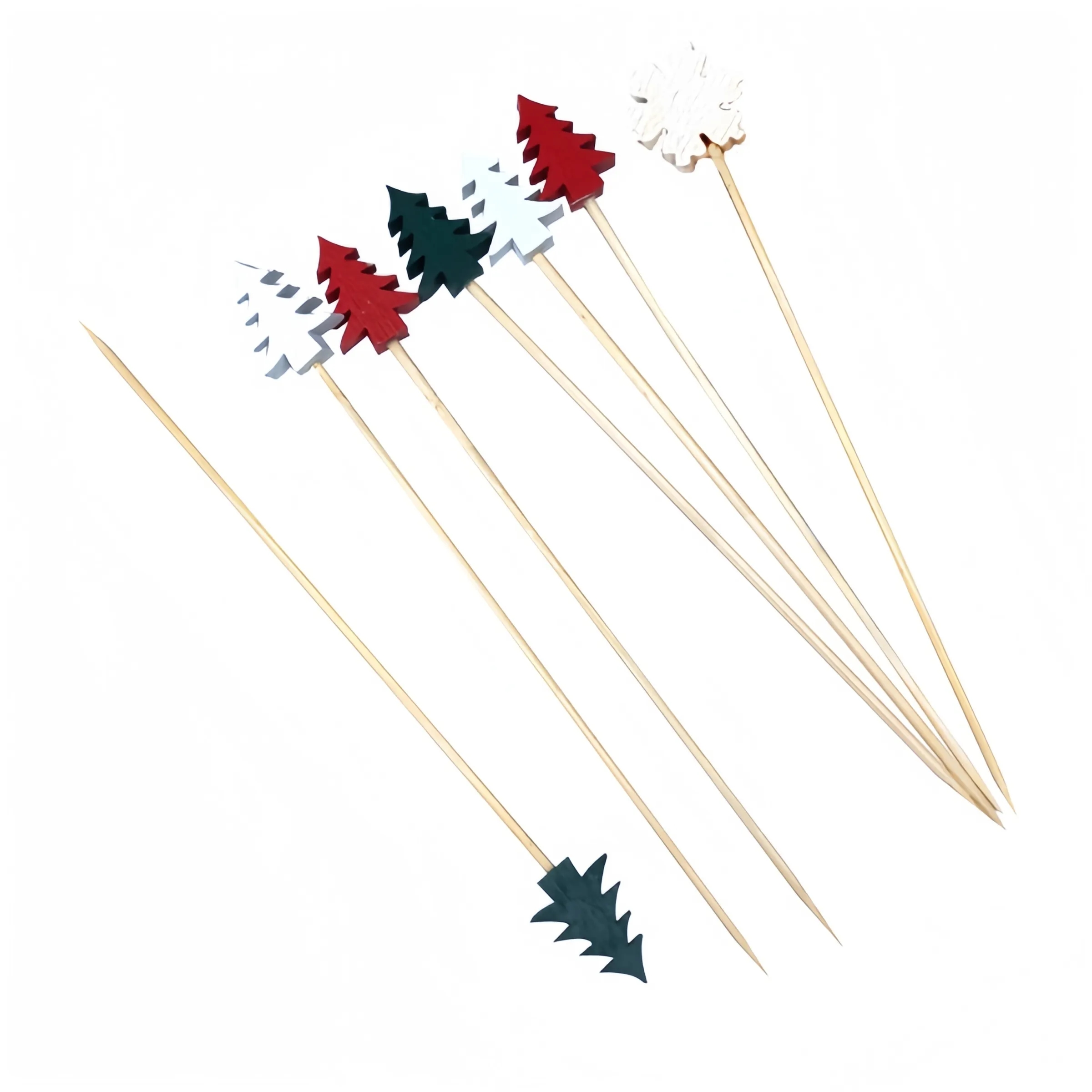 100PCS/ SET Christmas Fruit Disposable Bamboo Sticks 5