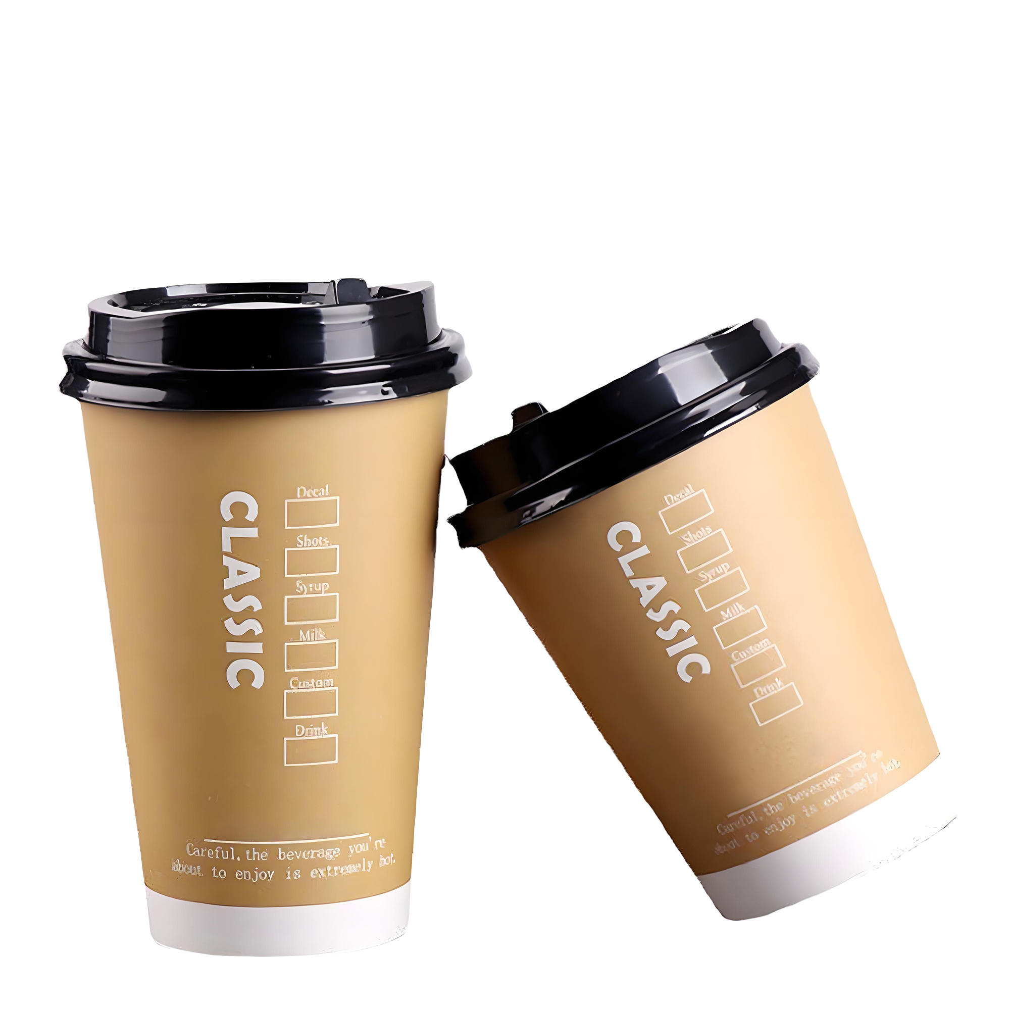 16 Oz Double Wall Disposable Coffee Cups with Lids 4
