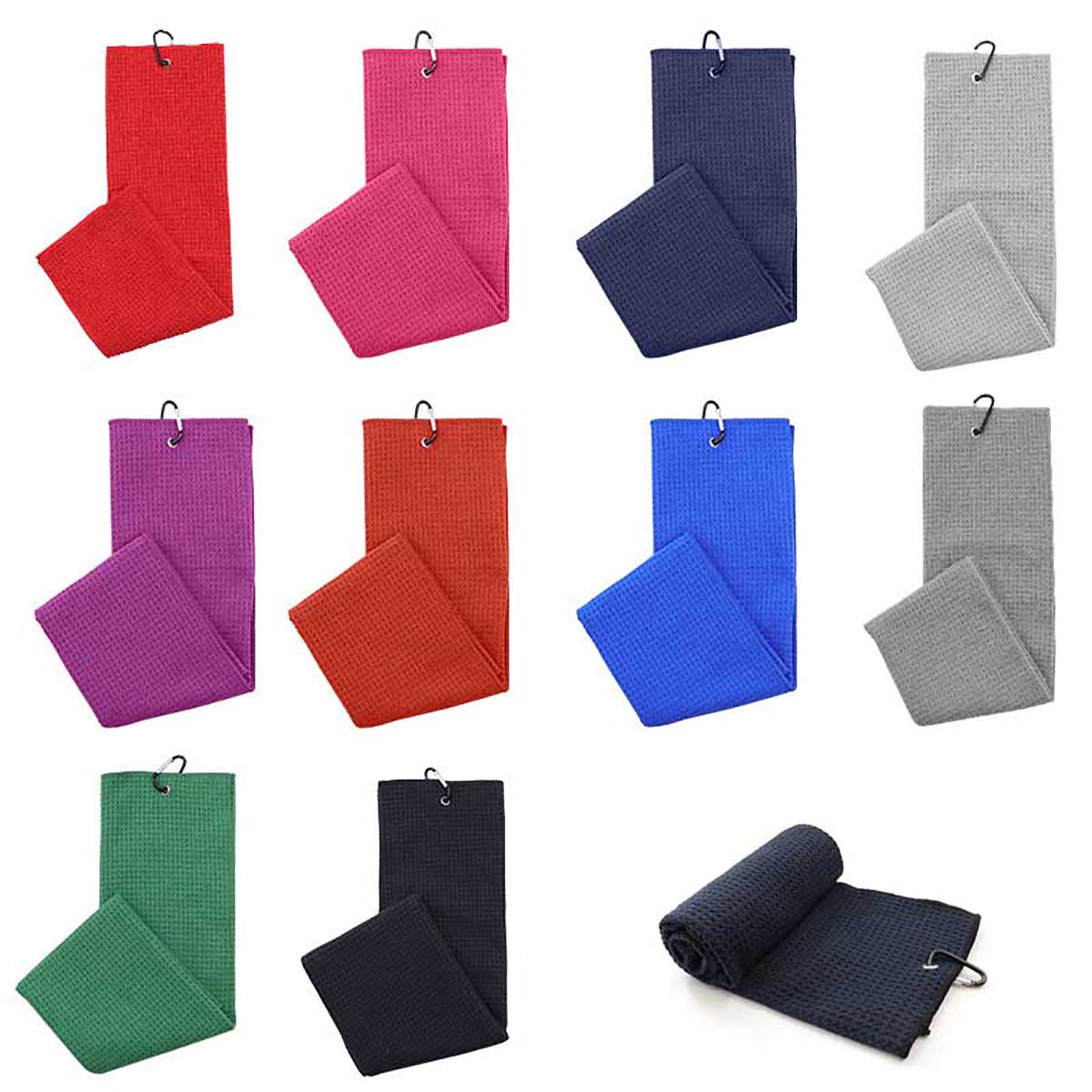 15.7"x 23.6" Embroidered Microfiber Golf Towel with Grommet & Carabiner 2