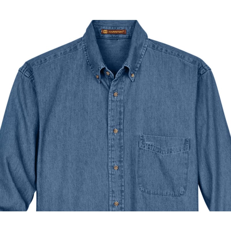 Harriton Men's Tall 6.5 Oz. Long-Sleeve Denim Shirt 2