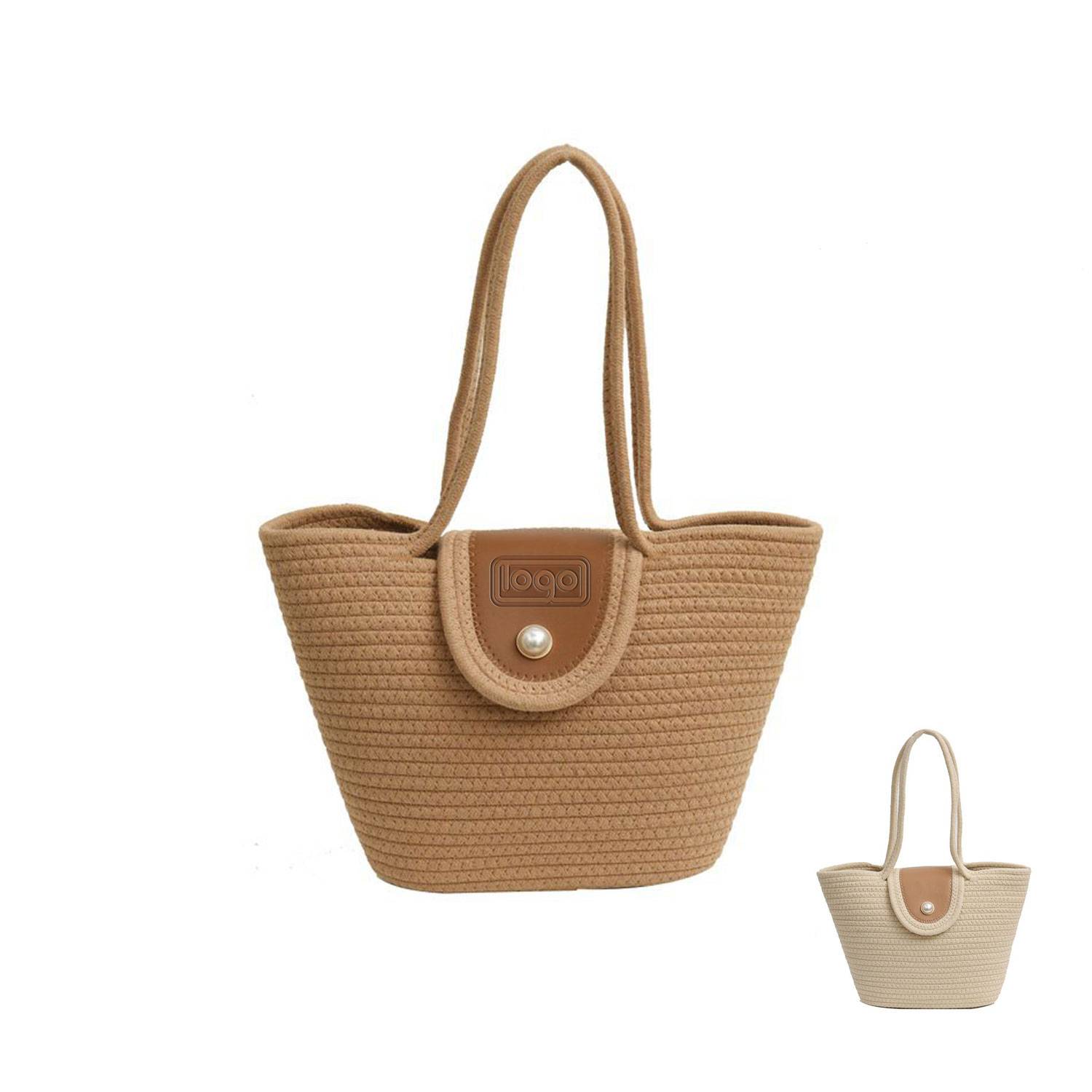Straw Beach Tote Bags for Women, custom tote bag with logo imprint 10