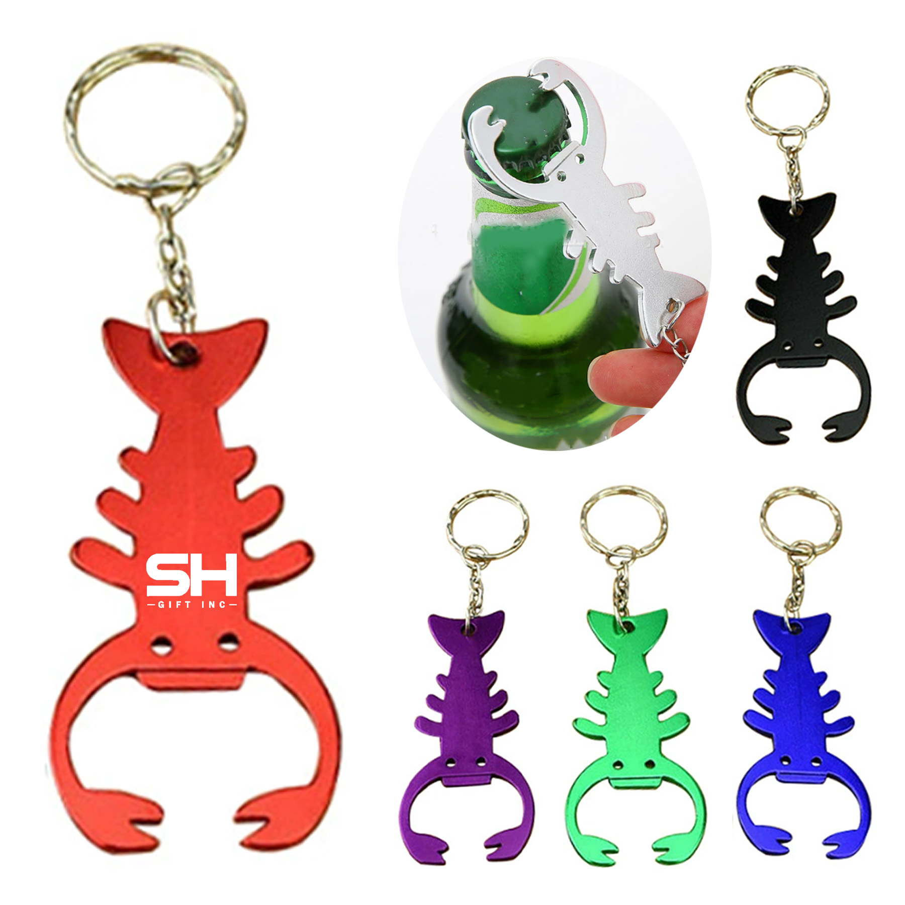Aluminum Alloy Lobster Bottle Opener Keychain 1