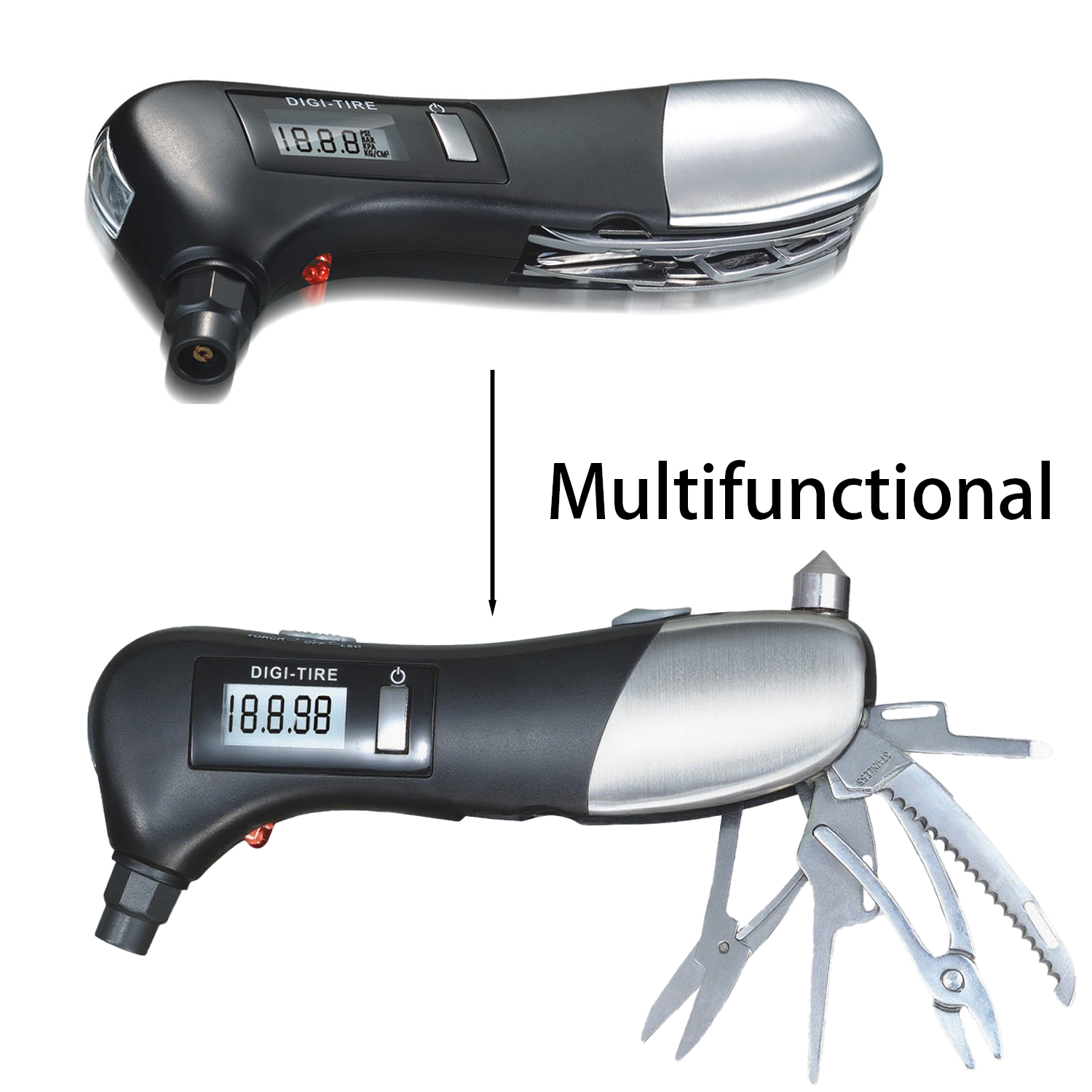 10 In 1 Multi Digital Flashlight Tire Pressure Gauge 5