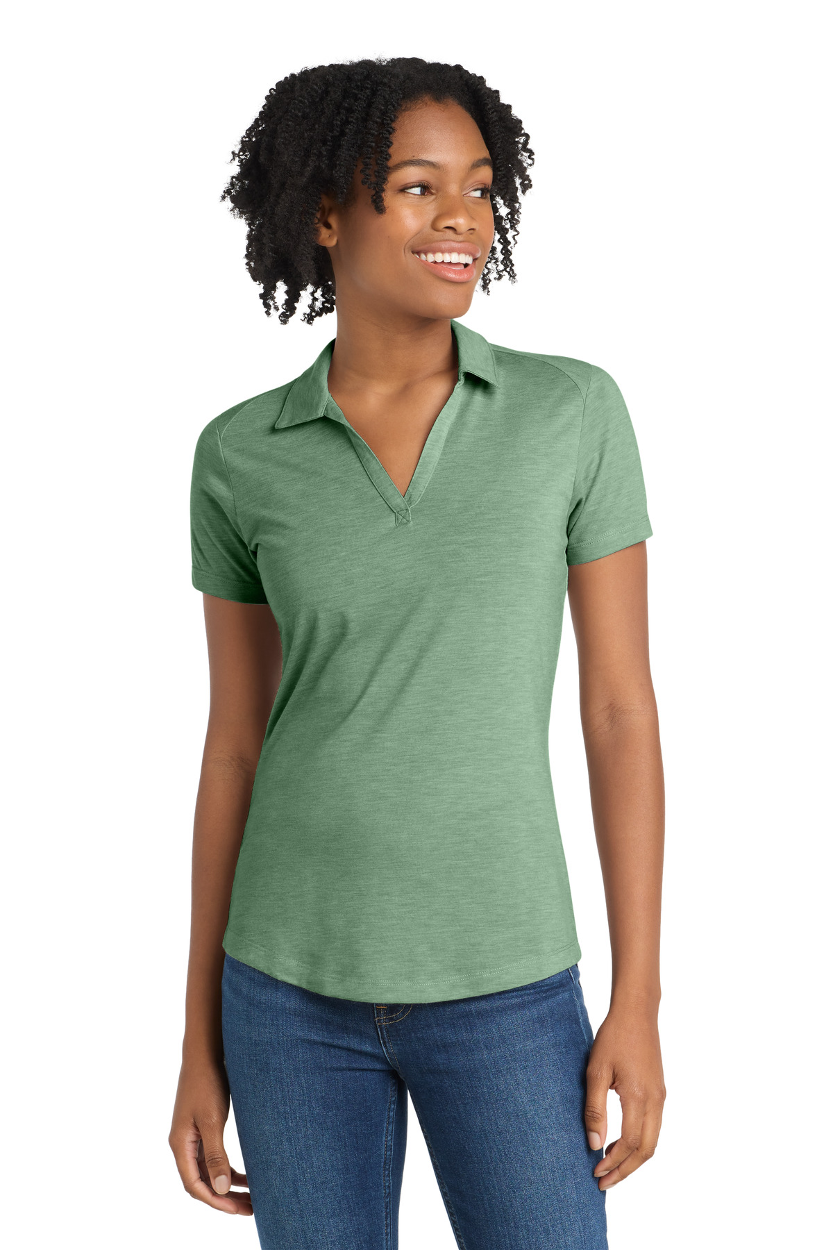 Sport-Tek Women's PosiCharge Tri-Blend Wicking Polo. LST405 5