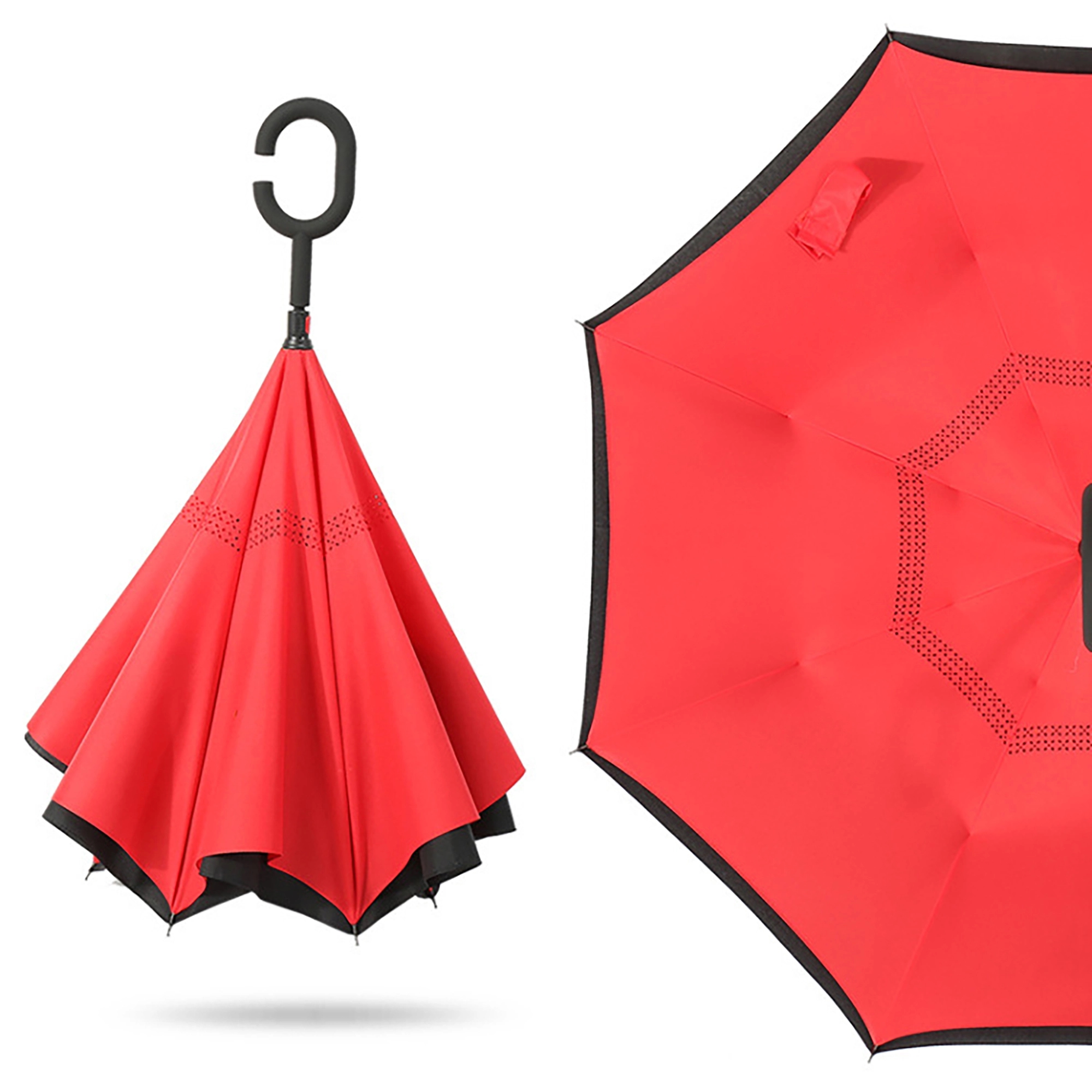 MOQ 50pcs Pure Color Windproof UVInverted Reverse Umbrella 9