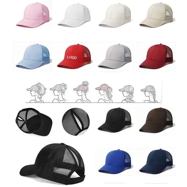 Cotton Mesh Ponytail Baseball Cap 3