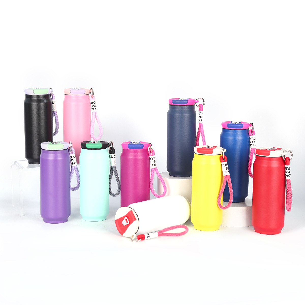 17 oz Can-Shaped Insulated Water Bottle W/ Handle Strap 3