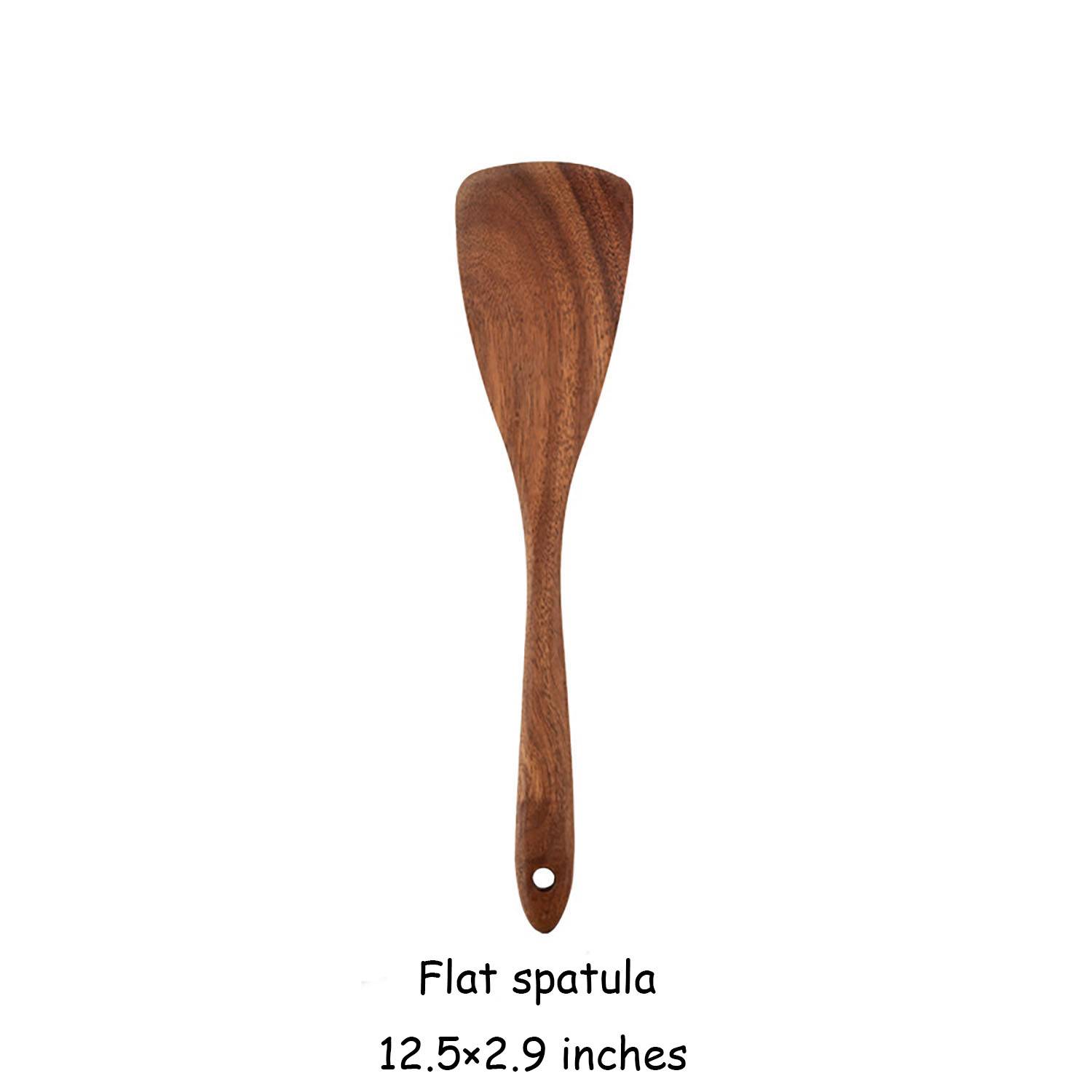 9 Piece Natural Teak Wooden Kitchen Utensil Set with Holder 7