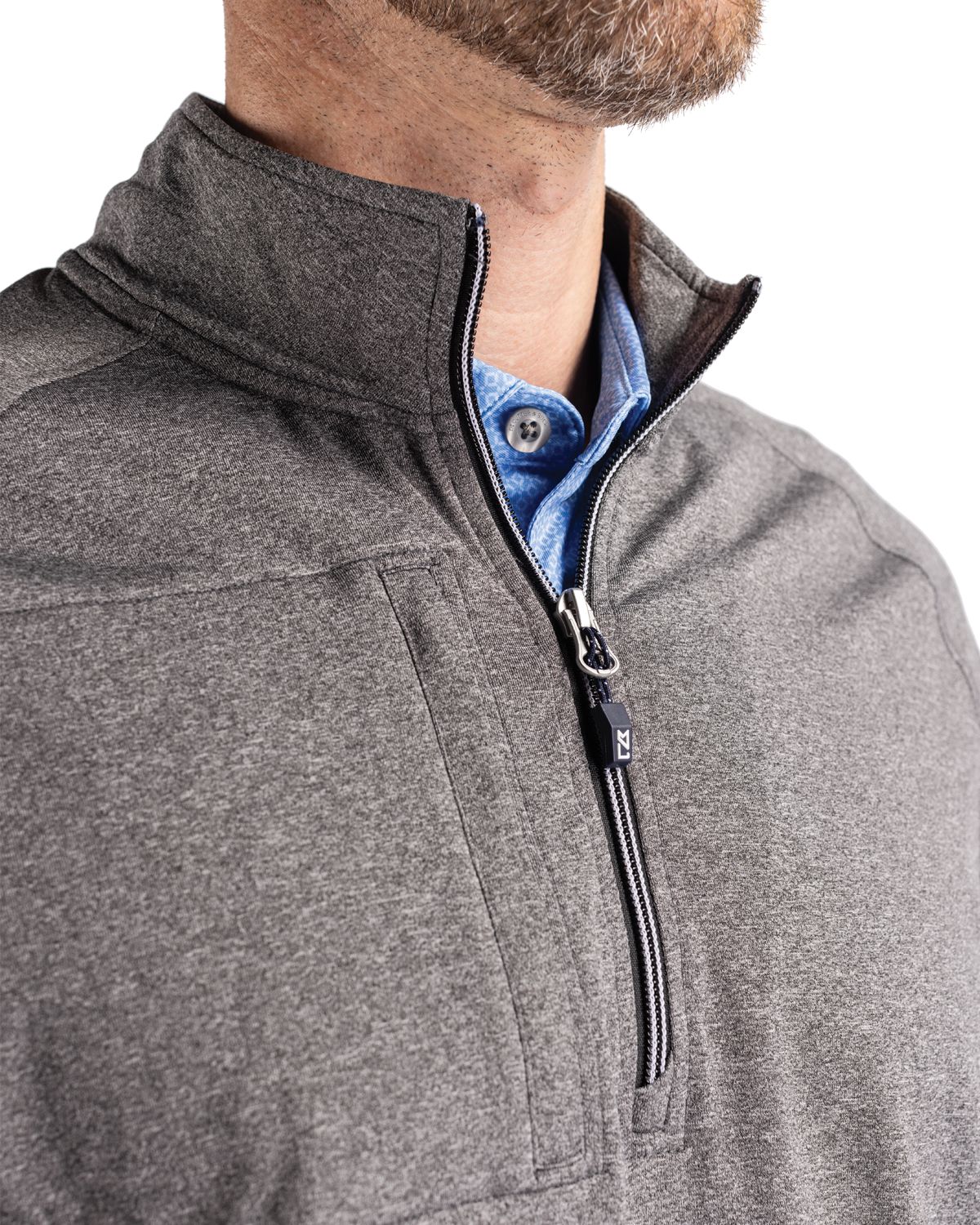 Cutter & Buck Adapt Recycled Soft Knit Stretch Mens Big & Tall Heathered Quarter Zip Pullover Big & Tall 37