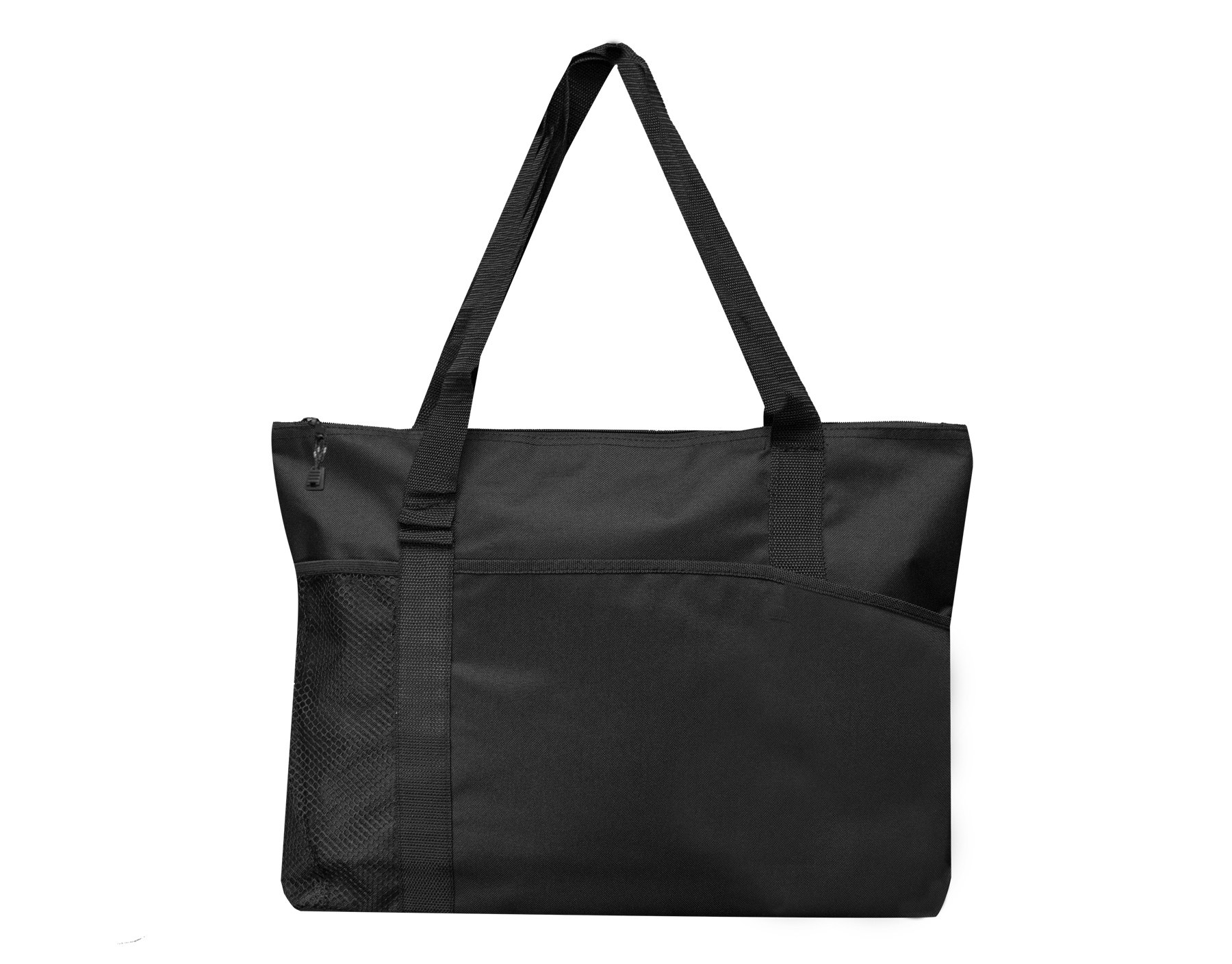 Mesh & Side Pocket Zipper Tote Bag