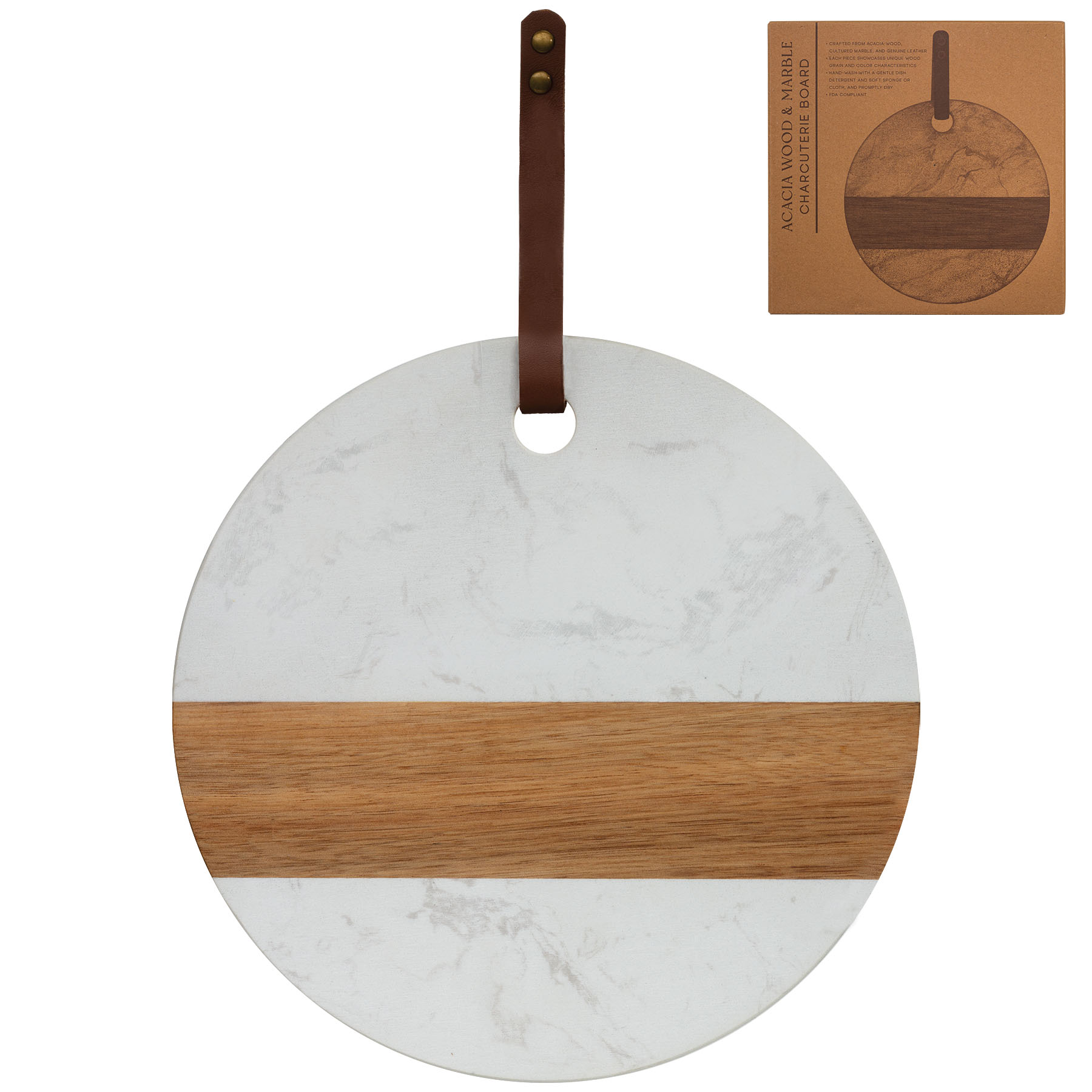 Acacia Wood & Marble Charcuterie Board 2