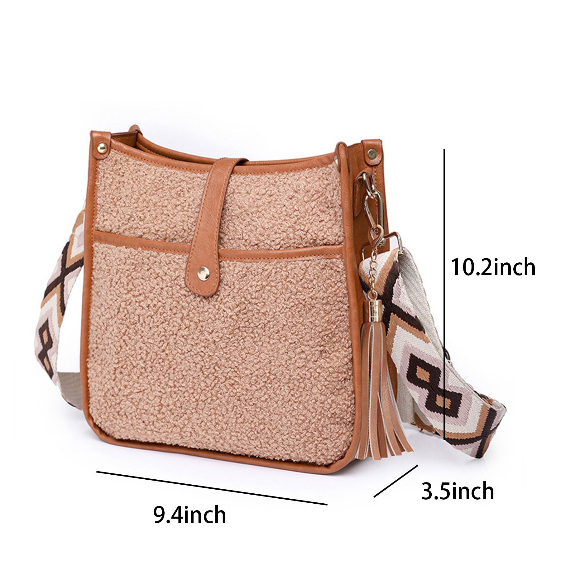 PU Leather Plush Crossbody Bags Fit for Women in Winter 9