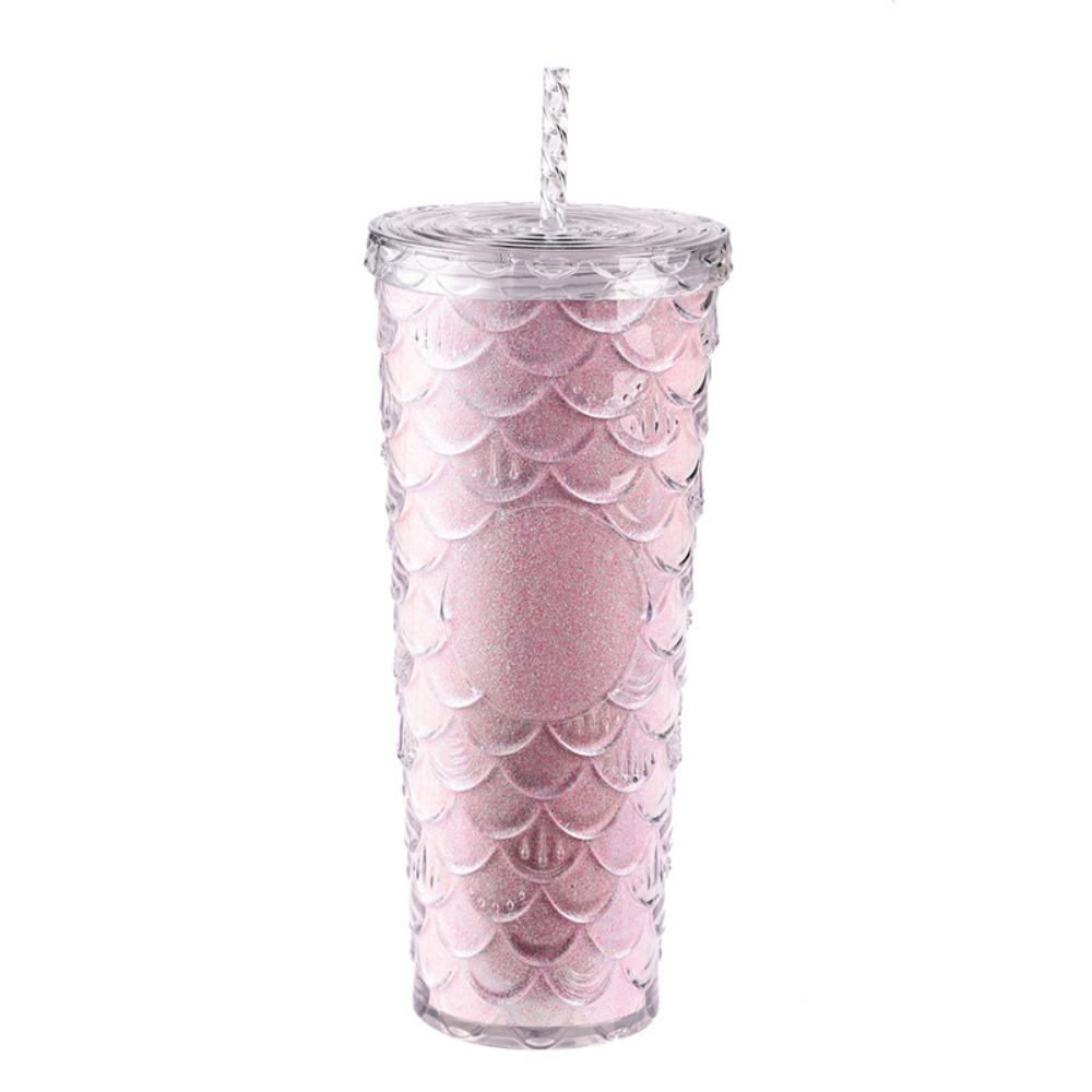 Creative Fish Scale Double-Wall Straw Cup 2