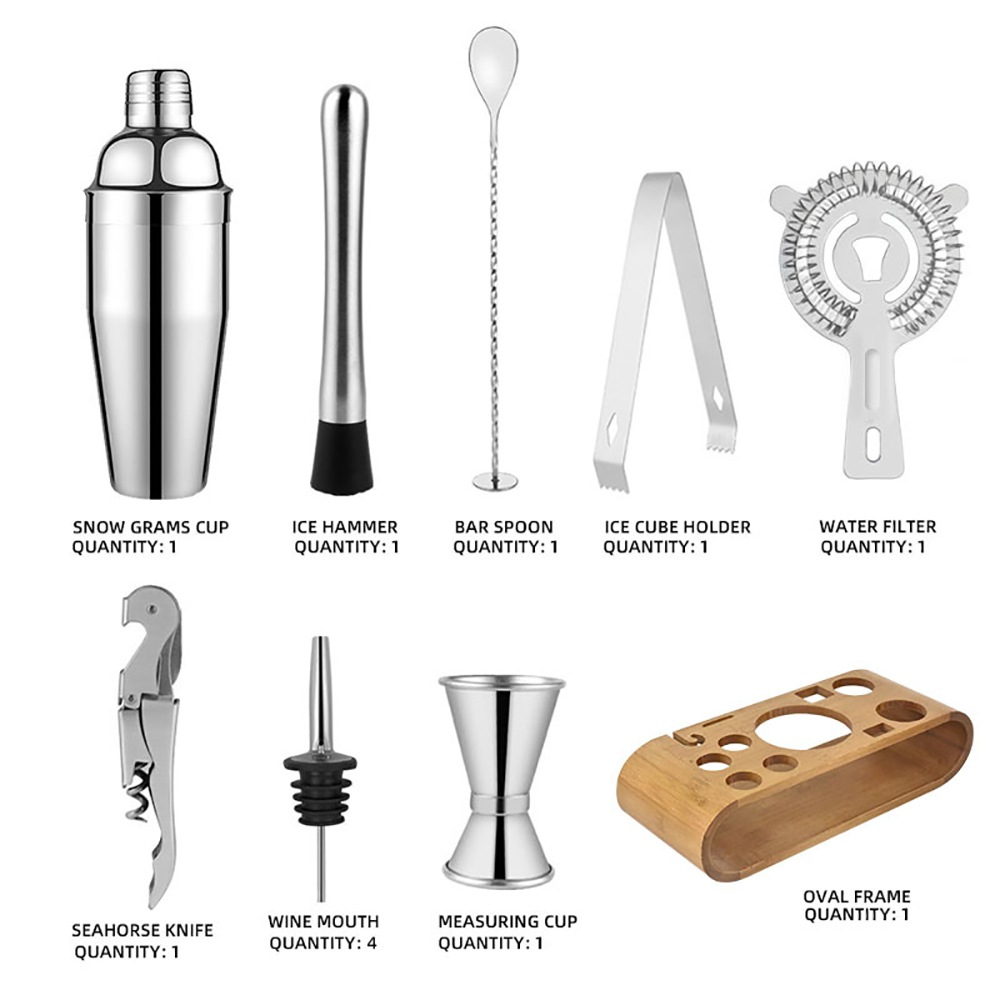 750ML Stainless Steel Cocktail Shaker Set 12PCS 2