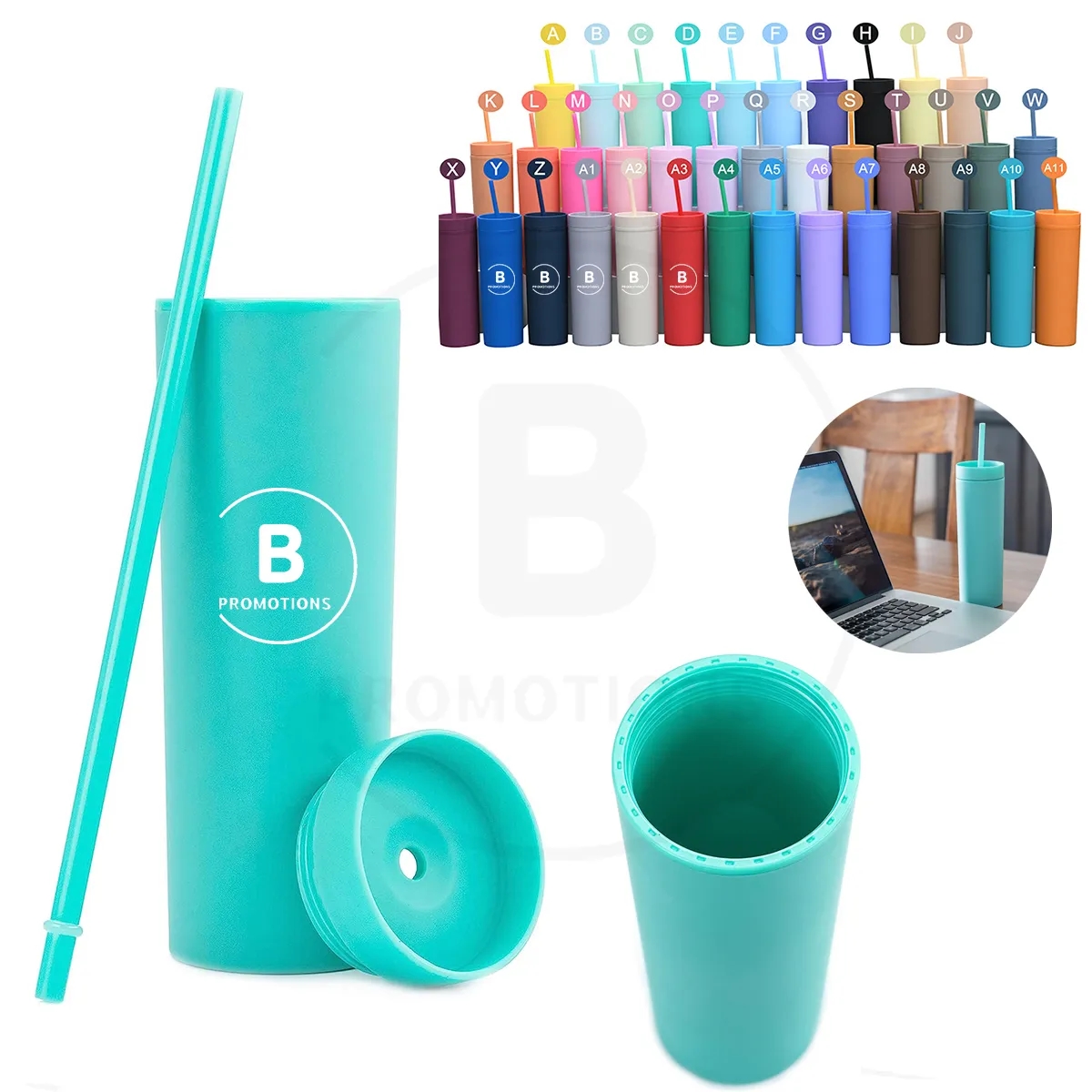 16 oz Colored Acrylic Tumblers with Lids and Straws 2