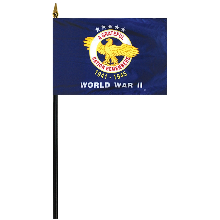 World War II 4" x 6" Stick Mounted Rayon Flag 1