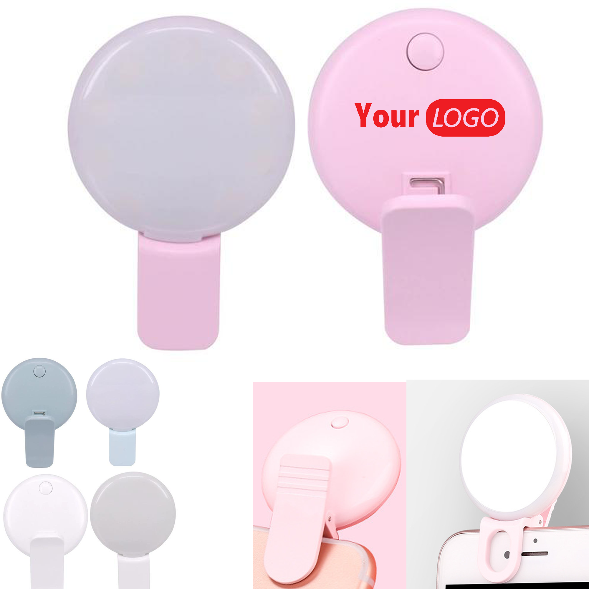 Phone Selfie Round LED Fill Light Recharging w/ Clip 4