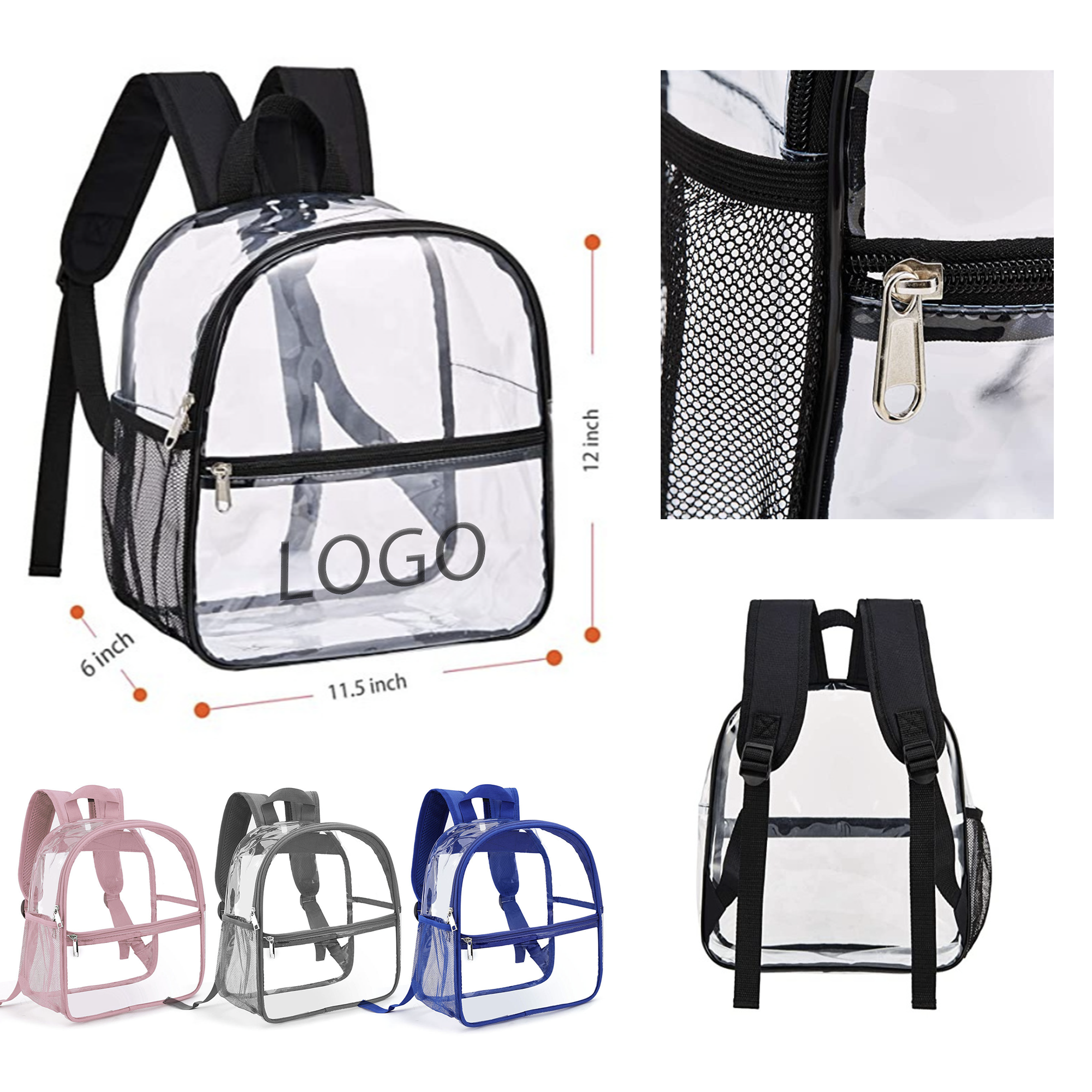 MOQ 10 PCS Clear PVC Transparent Backpack 2