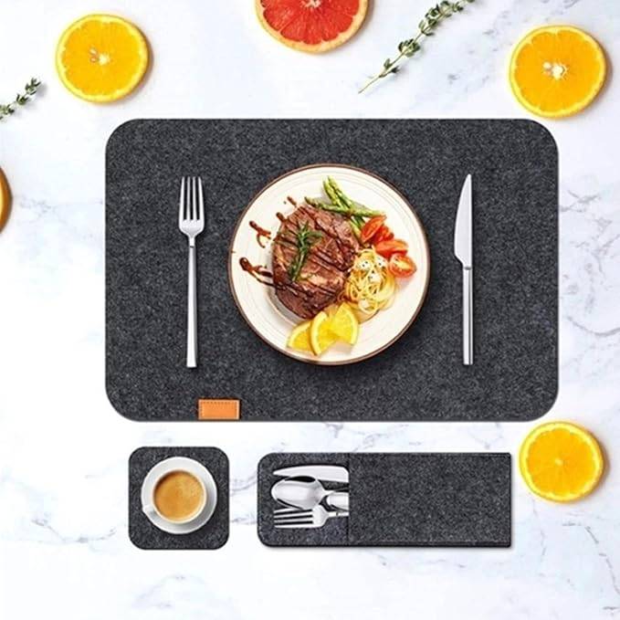 Absorbent Insulated Knife Fork Pouch Placemat Set 4