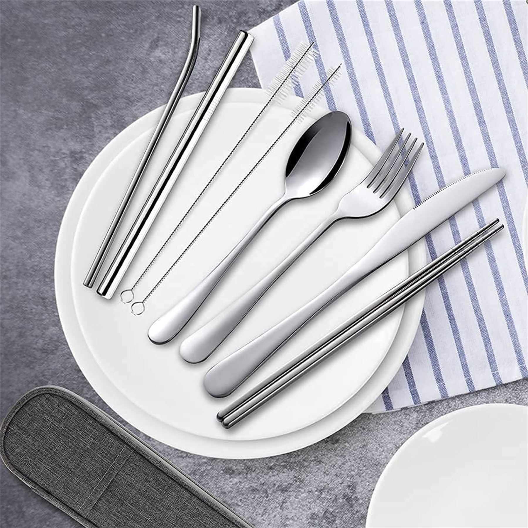7 Piece Outdoor Tableware Reusable Utensils Set 4