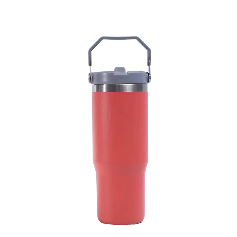 30 Oz. Vacuum Tumbler w/ Handle & Flip Straw Lid 12