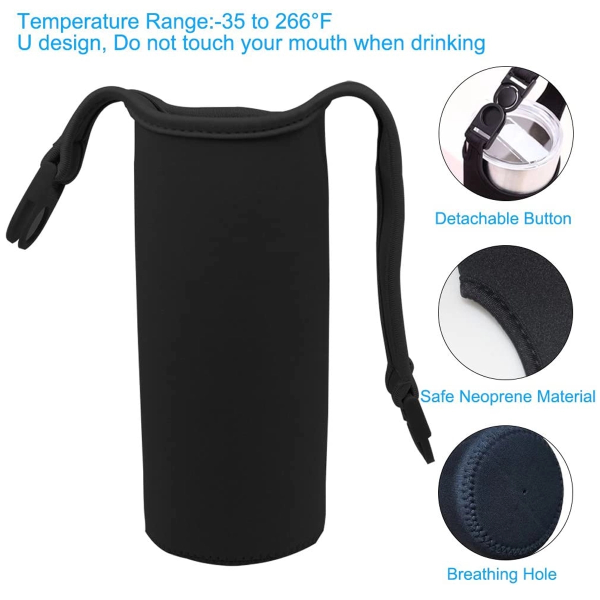 Water Bottle Sleeve Portable Cooler Cover Holder Strap 2