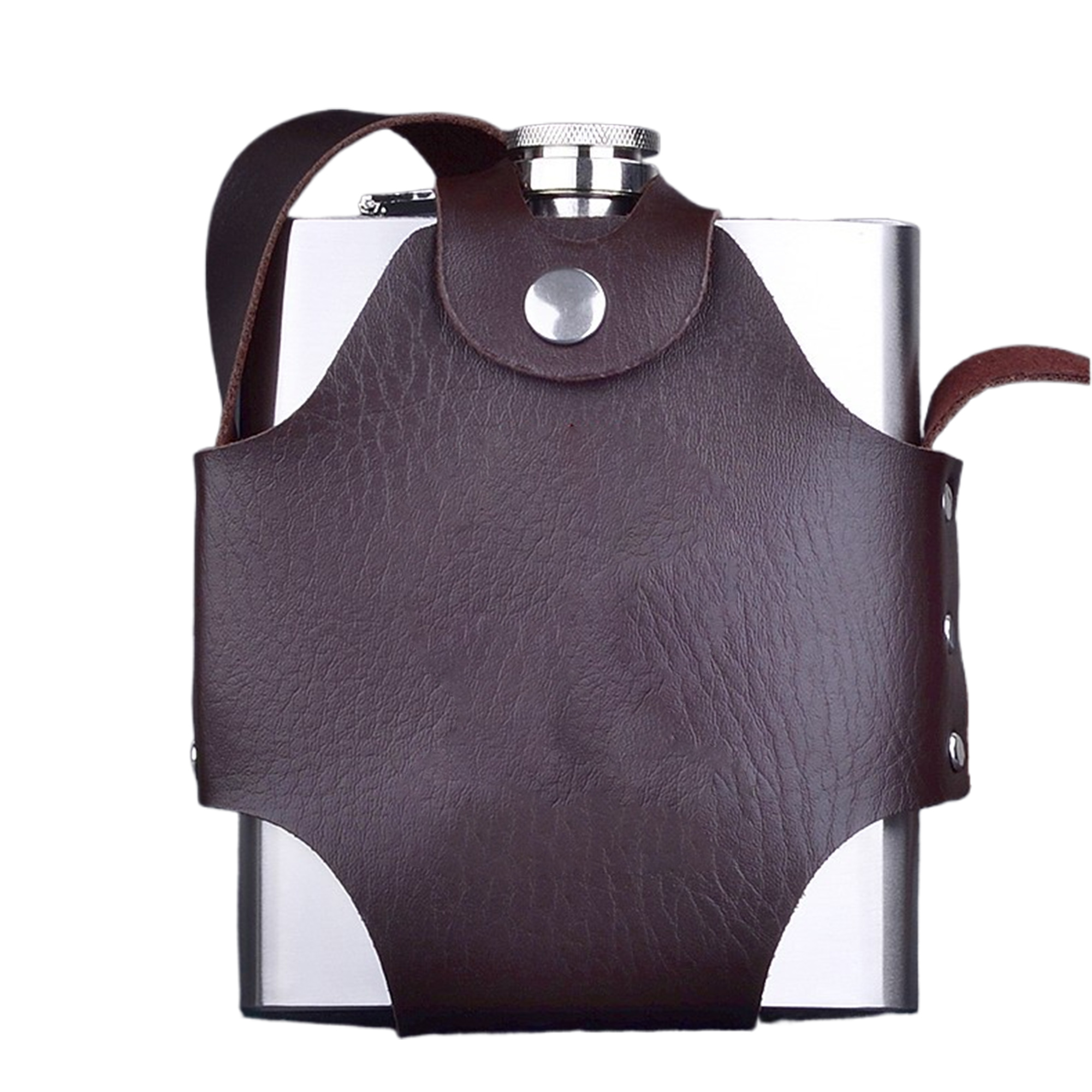 MOQ25 Elegant Leather-Wrapped Stainless Steel Flask 3