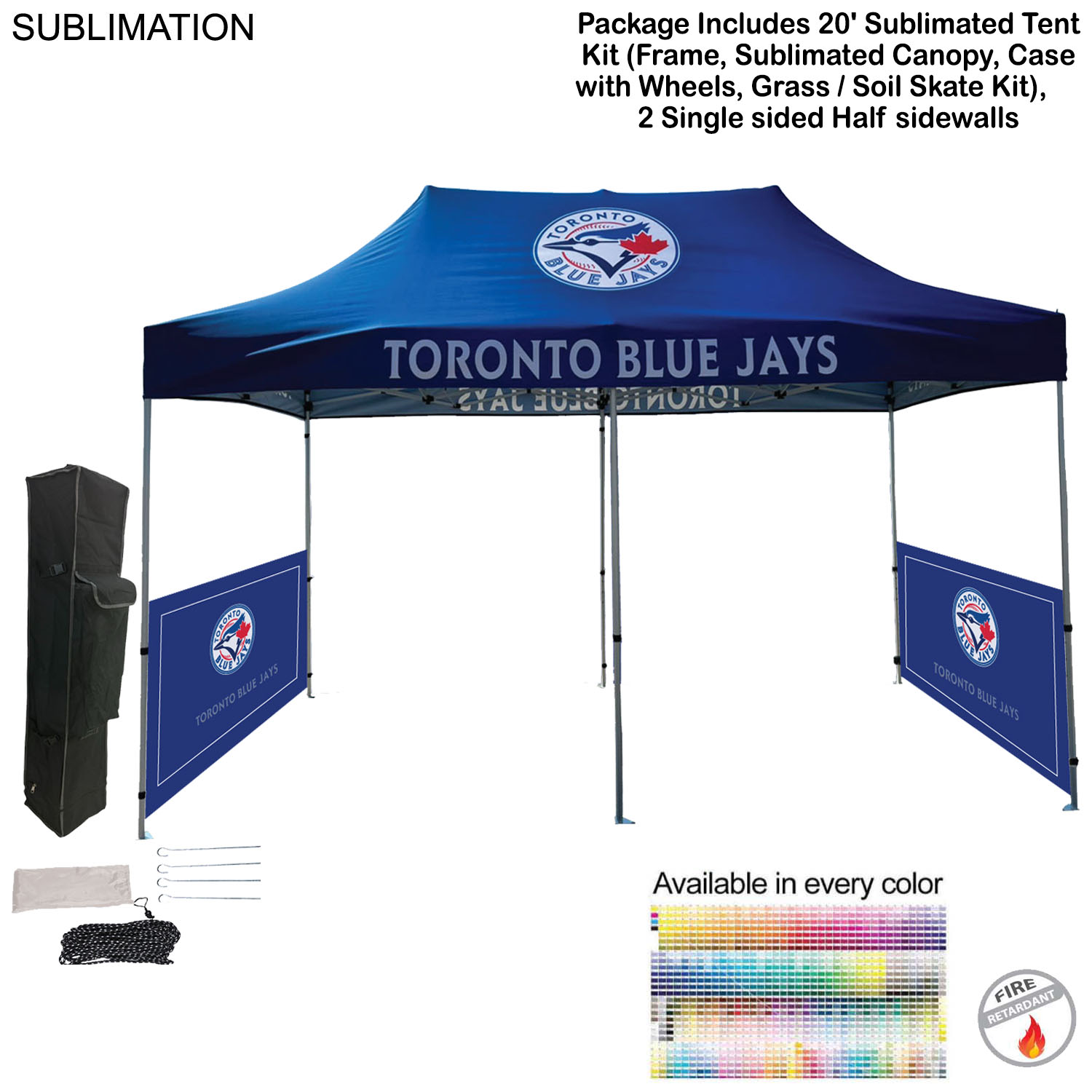 20' Tent Sidewalls Package, 20' Sublimated Tent kit and 2 Single side half sidewalls 19