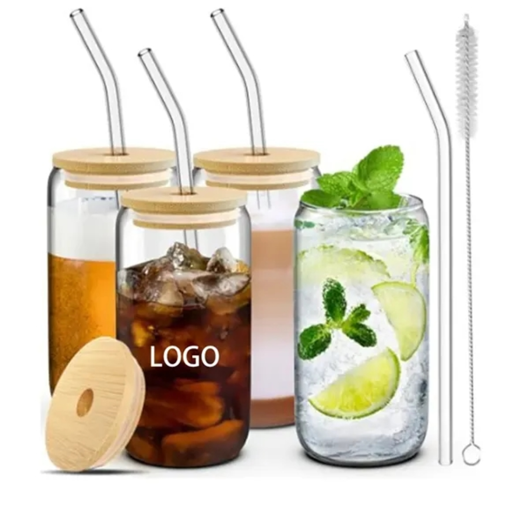 Pitcher Glass Cup With Straw
2