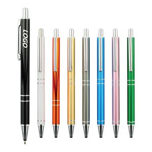 Silver Clip Metal Push Click Action Ball Point Pen 2