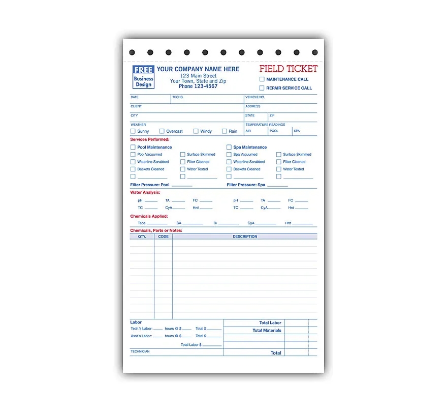 Pool - Spa Field Ticket Forms 2