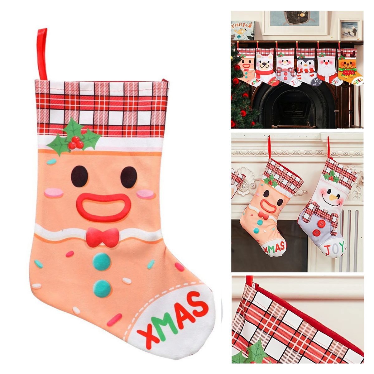 Brushed Fabric Decorative Holiday Gift Stocking 3